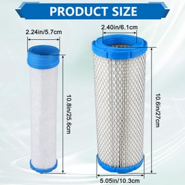 11013-7044 25 083 01 Air Filter & 11013-7045 2508304-S Pre Filter for Kawasaki 11013-7020 11013-7019 for Kohler 25 083 01-S for John Deere M131802 for B&S 841497 for Gravely 21536900 Lawn Mower