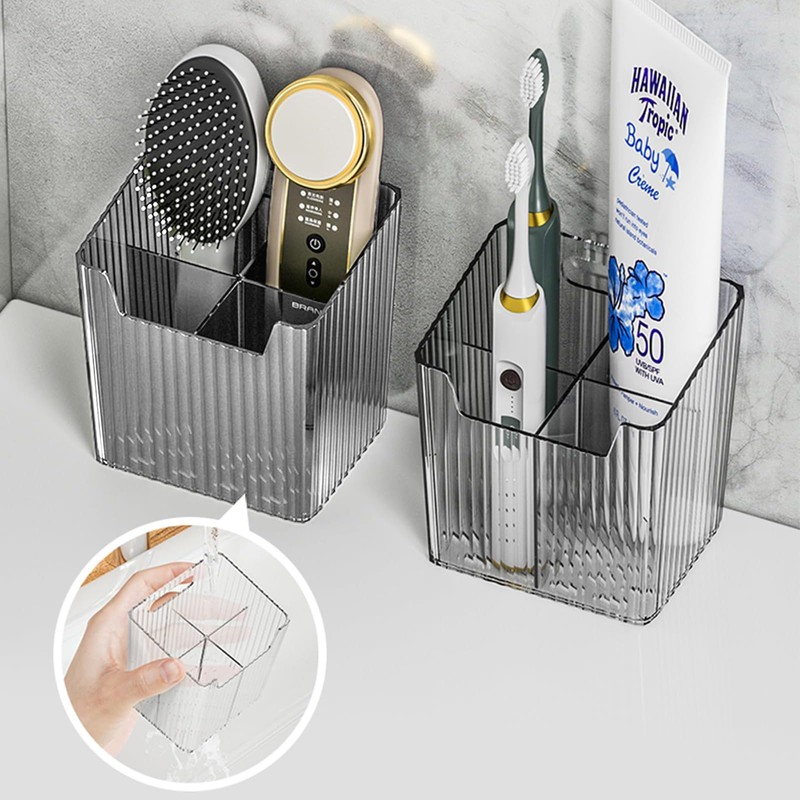 FloralGrace 2-Piece Acrylic Organiser, Clear Makeup Container, Stackable Organiser Baskets