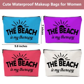 XLRSDF 4PCS Beach Vacation Essentials Accessories Makeup Bag, Cute Cosmetic Bags for Women, Travel Toiletry Bag Girls Trip Weekend Beach Gifts for Women Sister Traveler Summer Vacation Graduation