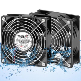 WDERAIR 12V DC Waterproof and MoistureProof IP67 Rated 120mm x 38mm High Airflow Exhaust Cooling Fan for rv Fridge/Grow Tent/Greenhouse/Crawlspace/Boat/Ventilation 3000RPM 2-Pack