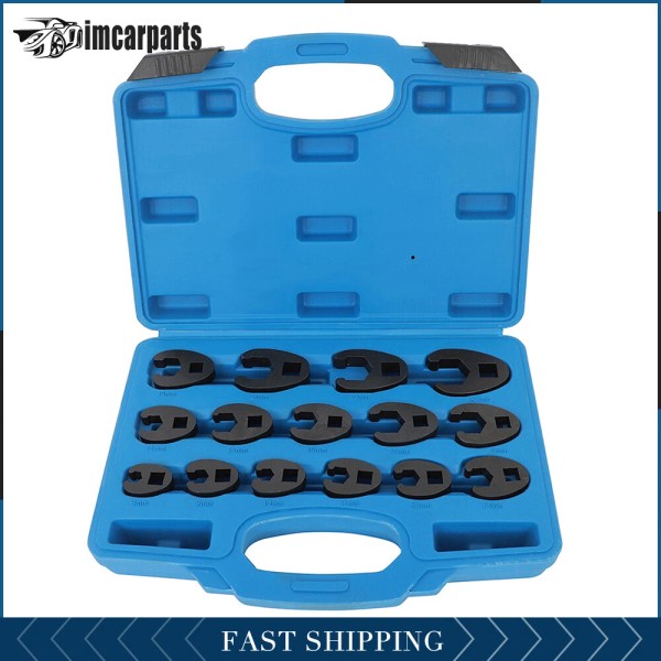 imcarparts Crow foot Flare Nut Wrench Set 15pc 3/8 1/2in