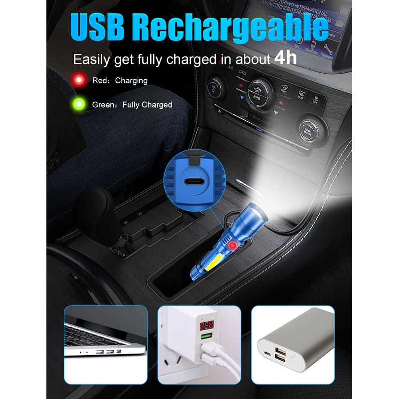 Vnina UV Rechargeable Flashlights Tactical,1000 High Lumens 3 in 1