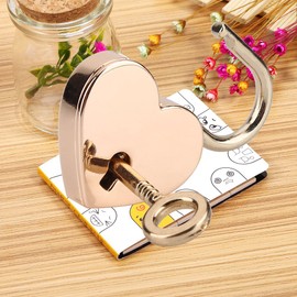 [Set of 2] Padlock, Heart Shaped, Security Lock with Key, Suitable for Diaries, Diaries, Boxes, etc