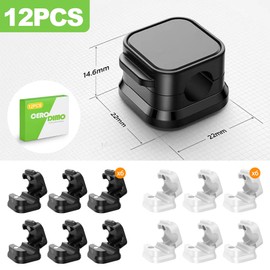 CeroDimo 12 Pack Magnetic Cable Clips, Adjustable Desk Cord Holder and Cable Organizer for Home, Office, Car, Nightstand, Adhesive Wire Holder for USB, Phone, and Desktop Management