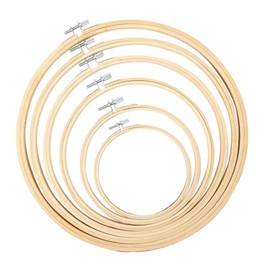 Yosugar Bamboo Embroidery Hoops Set of 6, 10cm-26cm Natural Wooden Cross Stitch Frame with Adjustable Sewing Rings, Smooth Edges for Broderie & Fabric Art, Ideal Gift for Crafters