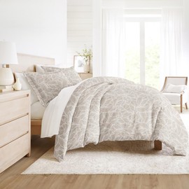 LINENS & HUTCH Patterned Ultra Soft 3 Piece Duvet Cover Set - Serenity - King/Cal-King Taupe