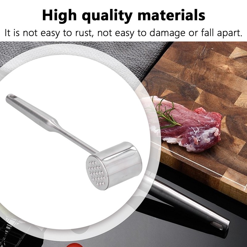 Meat Mallet Tenderizer Stainless Steel Hand Held Manual Anti Rust
