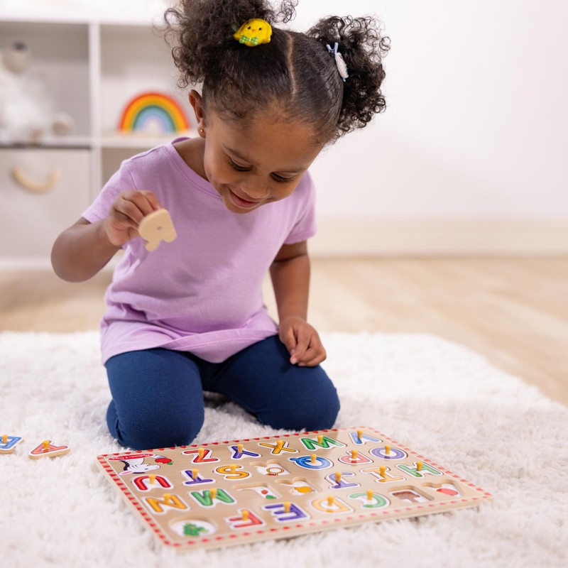 Melissa & Doug Wooden Lift & See Peg Puzzle Early
