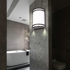 Flynix Indoor Wall Sconce, Half Cylinder Wall Light Fixture, 3000K 4000K 5000K Color Temperature Adjustable, Dimmable LED Modern Wall Light for Hallway Bedroom Living Room, Matt Black, 2 Pack