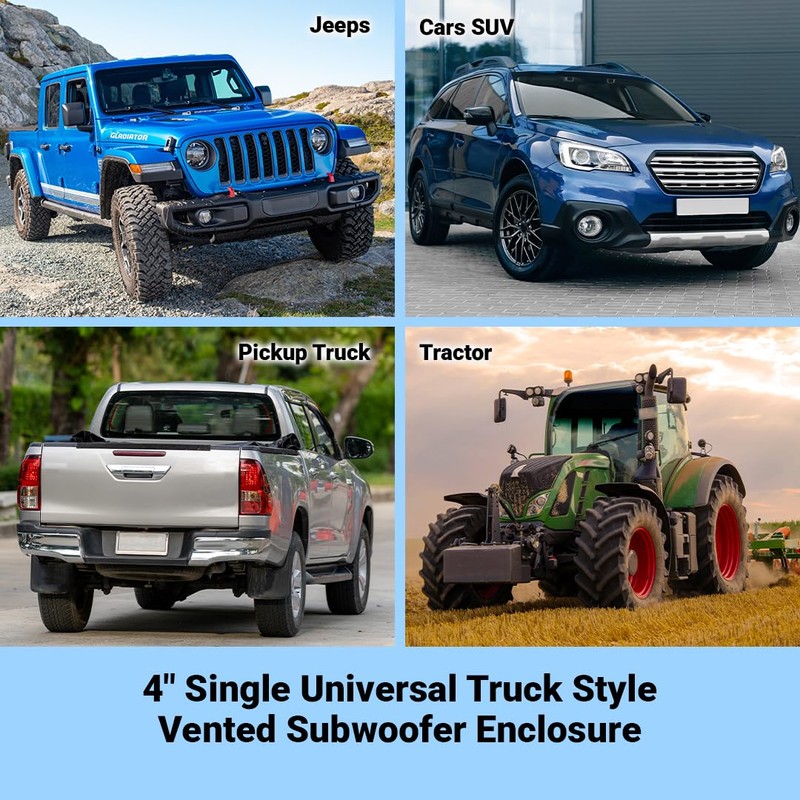Atrend 8" Single Universal Truck Style Vented Subwoofer Enclosure -