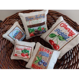 Mini Pillows for Bowl Filler or Tray Decor Summer Fruit Stand Theme Set of 5 Handmade Ornies Cherries and Berries