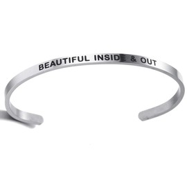 Jude Jewelers Pulsera apilable de acero inoxidable con mantra, regalo de graduación, Metal