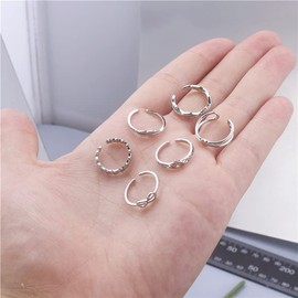 Toe Rings for Women 925 Sterling Silver Celtic Toe Ring Set Joint Ring for Women Girls Adjustable Lotus Toe Rings Tail Finger Flower Rings Set 6Pcs Beach Foot Ring Jewelry (Silver02)
