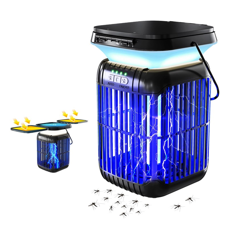 ZENO Dual-Panel Foldable Solar Bug Zapper Outdoor Indoor, 3-in-1 Solar