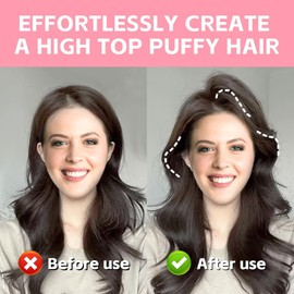 Branbox 2PCS Hair Volume Clip for Fluffy Bangs, Easy High Crown Volume Comb for Women, Volumizing Hair Clips Instant No-Trace Hair Root Lifting Clips for Natural Voluminous Look, Rose Red