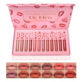 Set De 12 Brillos Labiales, Duraderos Y Fáciles De Aplicar