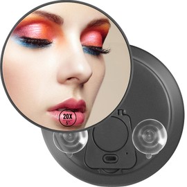 5" 20x Magnifying Makeup Mirror with Suction Cup,Compact Travel Size Vanity Mirror with Ring, Medium Manification Concave Mirror for Detailed Close-up Makeup,Mid-size Portable Handheld Mirror