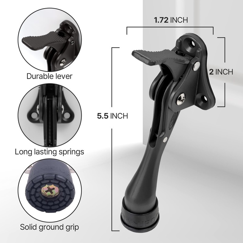 Kickdown One Touch Door Stopper 4 inch - Durable Heavy-Duty