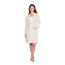 Barefoot Dreams CozyChic Ultra Lite Tipped Ribbed Short Robe (US, Alpha, Large, X-Large, Regular, Regular, Stone/Pearl)