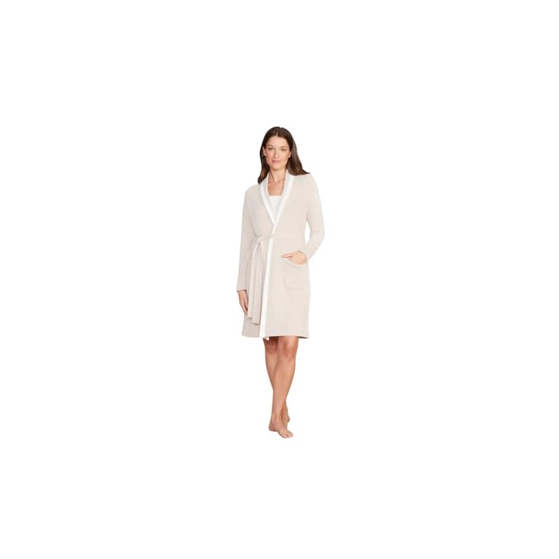 Barefoot Dreams CozyChic Ultra Lite Tipped Ribbed Short Robe (US,