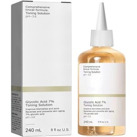 Ácido Glicólico 7% Solución Rejuvenecimiento Tonificante Para Manchas Y Acné, 240ML reafirmante tonificante de ácido glicólico al 7% Aclara el color de la piel