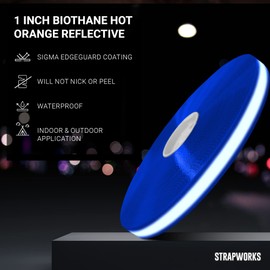 Strapworks BioThane 1 Inch Heavy Duty Polyester Reflective Webbing Strap RollWaterproof, Gold Series, 25 Feet, Pacific Blue