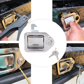 Tool Box Handle Latch with 2 Keys 304 Stainless Steel Silver Rotates Flexibly Paddle Lock Rv Door Latch Tool for Truck RV Trailer ATV UTV
