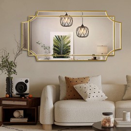 womilous Gold Beveled Mirror, 24"x47.2" Bathroom Mirrors for Over Sink, Large Rectangle Vanity Mirror, Modern Elegant Decorative Mirrors for Living Room Bedroom Fireplace Entryway Hallway