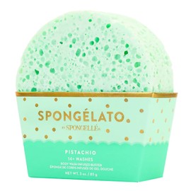 Spongelato Loofah Exfoliating Body Scrubber by Spongelle | Infused with Body Wash | Bath & Shower Loofah for Women | 14+ uses | Pistachio Gelato Inspired