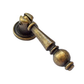 4 Pcs Bronze Drawer Pulls Vintage Decorative Handles Antique Brass Knobs Retro Copper Single Hole Pull with Screw for Furniture Cabinet Cupboard Dresser Small Size (Disk Dia:3/4", Height:2-1/4")