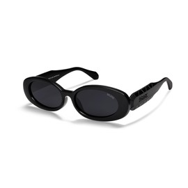 SOJOS Ocean Collection Retro Oval Polarized Sunglasses for Women Men Vintage Recycled Plastic Frame Eco-Friendly, Sunlight, Black/Grey