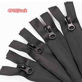 4pcs 28inch Waterproof Zippers Black #5 Nylon Separating Invisible Waterproof Zippers for Sewing Jacket,Outdoor Gear,Raincoat,Down Coats,ski Suit,Tent,Backpacks,Clothes 70cm(28")