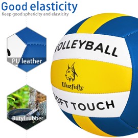 Wuzfully Volleyballs Soft Touch Indoor Outdoor Beach Volleyballs for Indoor and Outdoor Use, Size 5