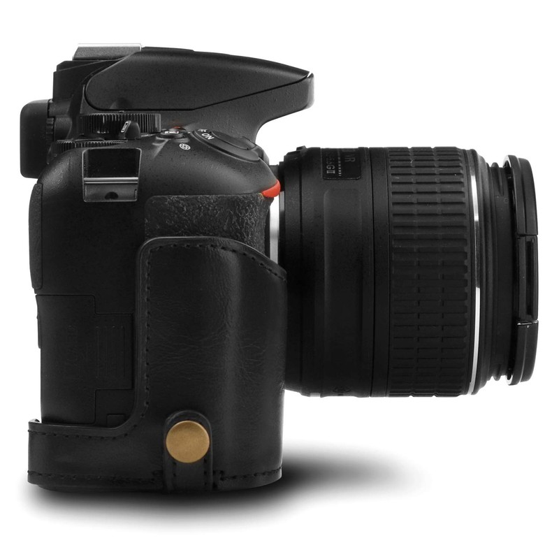 MegaGear MG1535 Nikon D3500 Ever Ready Kameratasche und Trageriemen, Leder,