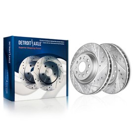 Detroit Axle - Front Brake Rotors for Volkswagen 2018-2022 Atlas, 2020-2022 Atlas Cross Sport, 2019 Teramont, Drilled and Slotted Disc Brake Rotors Replacement : 13.19" inch Brakes Rotors