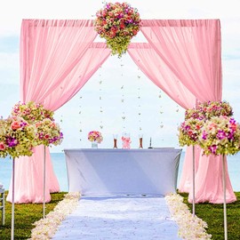 DUOBAO Chiffon Backdrop Curtain 7FT Tulle Fabric Drapes for Wedding Ceremony Voile Sheer Curtains 2 Panels 29''x84'' Photography Backdrops Drape Party Stage