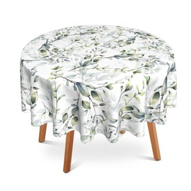 UIUPRO Round Table Cloth 60 Inch,Green Sage Leaves Tablecloth Waterproof Stain Wrinkle Resistant Washable Circle Table Cover for Home Kitchen Dining Room Party Outdoor Picnic
