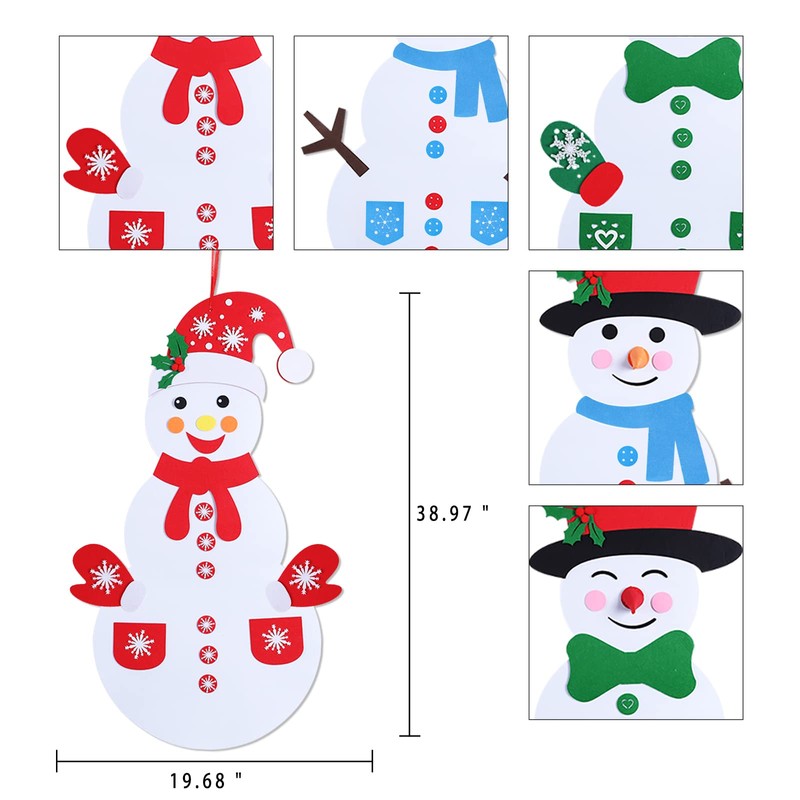 Max Fun Diy Felt Christmas Snowman Games Set with 58Pcs