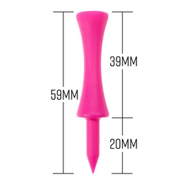ECADDIE Pink 59mm Plastic Castle Golf Tees (100 Pack)