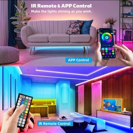 REEMEER Led Lights 100ft Smart APP Control Music Sync Strip Lights RGB Color Changing Strips with Remote, for Bedroom Kitchen and Party
