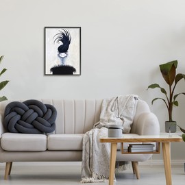 Stupell Industries Fashionable Glam Ostrich Black Dress Couture Hat, Design by Coco de Paris, Off-White, 16 x 20