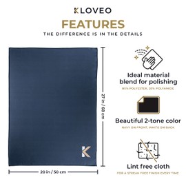 KLOVEO Polishing Cloth - Wine Glass Polishing Cloths - 20x27 Inch Large Size, Lint Free, Microfiber Cleaning Cloth for Glassware, Glasses, Sunglasses, Phone Screens, Camera Lens