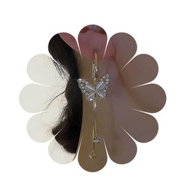 Cimenexe Bohemian Crystal Butterfly Tassel Dangle Earrings Gold Moonstone Butterfly Drop Earrings Long CZ Butterfly Earrings Rhinestone Tassel Chain Earrings Jewellery for Women, Zinc, No Gemstone