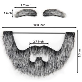 KICNIC Grey Fake Mustaches Nobleman Beards Self Adhesive Novelty Hairy Costume Facial Hair for Christmas Party Supplies Decorations, Suitable for All Ages