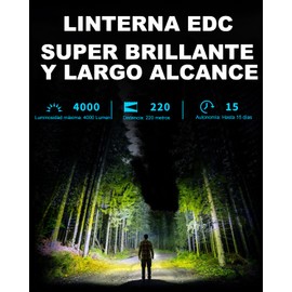 towild BC10 4000 Lumen EDC Taschenlampe - 5000mAh USB-C Wiederaufladbar, Superhelle LED Taktische Taschenlampe, 6 Modi IPX8 Wasserdicht, Leicht & Kompakt mit Bis zu 15 Tagen Laufzeit