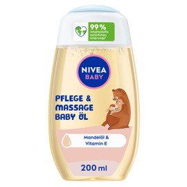 NIVEA Baby Care and Massage Oil, Nourishing Baby Oil for Delicate Baby Skin with Almond Oil and Vitamin E, Skin Care Protects and Strengthens Sensitive Skin (200 ml)