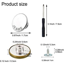 No-Sew Jeans Button Replacement Kit, 10 Sets Metal Snap Tack Buttons with Tools,2025 New Model, Bronze (18#)