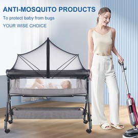 Liemuao Mosquito Net for Cribs, Universal Infant Mosquito Net with Zip, Baby Bed Tent Fine Mesh Fabric Mosquito Net for Indoor Outdoor (White, 65x110cm)