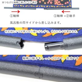 Tapestry Stick Wall Hanging for Furoshiki [Total Length Approx. 21.7 inches (55 cm), Black 15765]