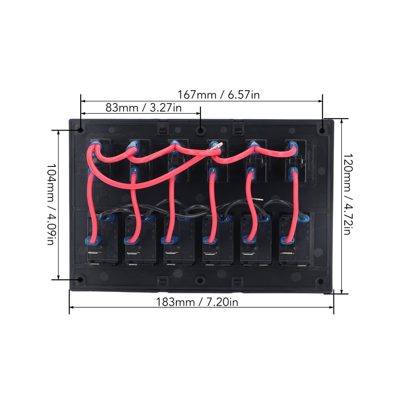 Electrical Switch Panel 6 Gang Pre Wired Blue LED Switch
